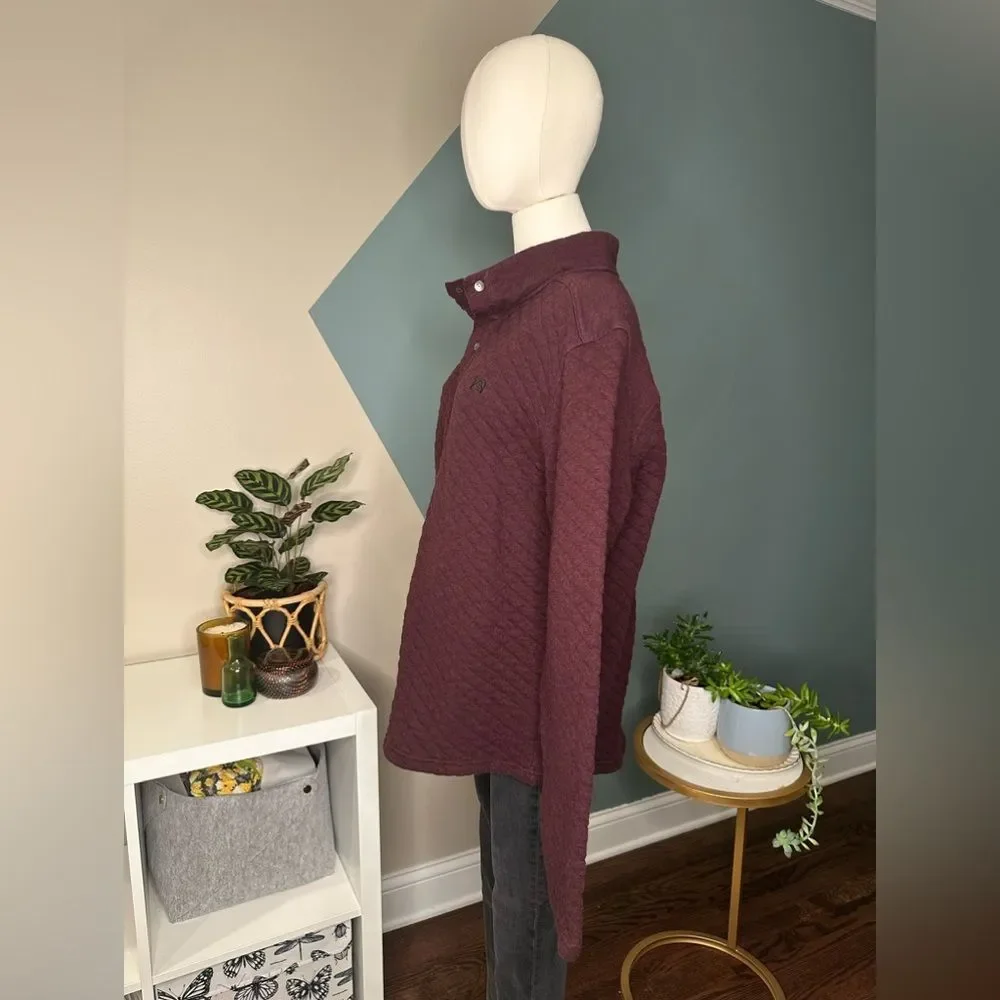 Avalanche Outdoor Quilted Burgundy Pullover Cozy Cotton Blend, Snap Front Large - Picture 3 of 11